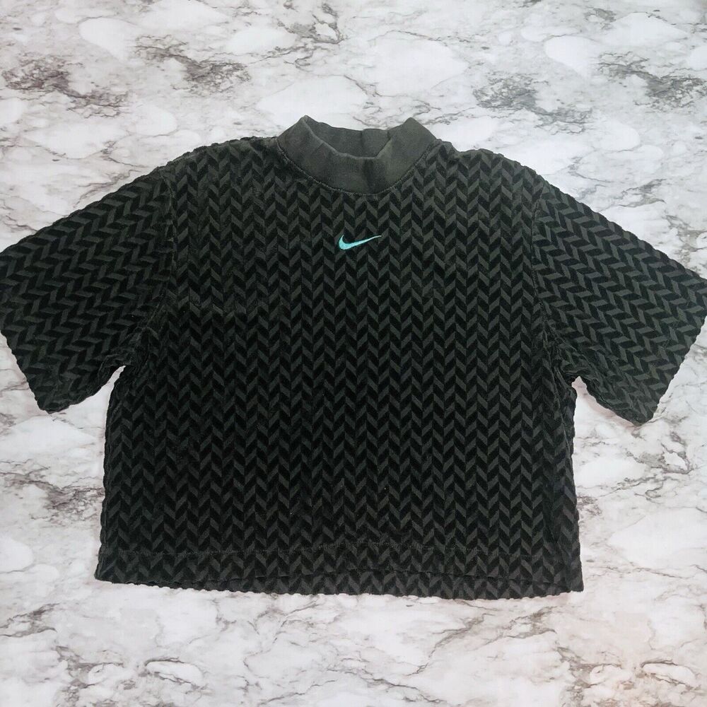 Nike Short Sleeve Shirt Sweater Everyday Mod Boxy Olive/Green Women M Activewear